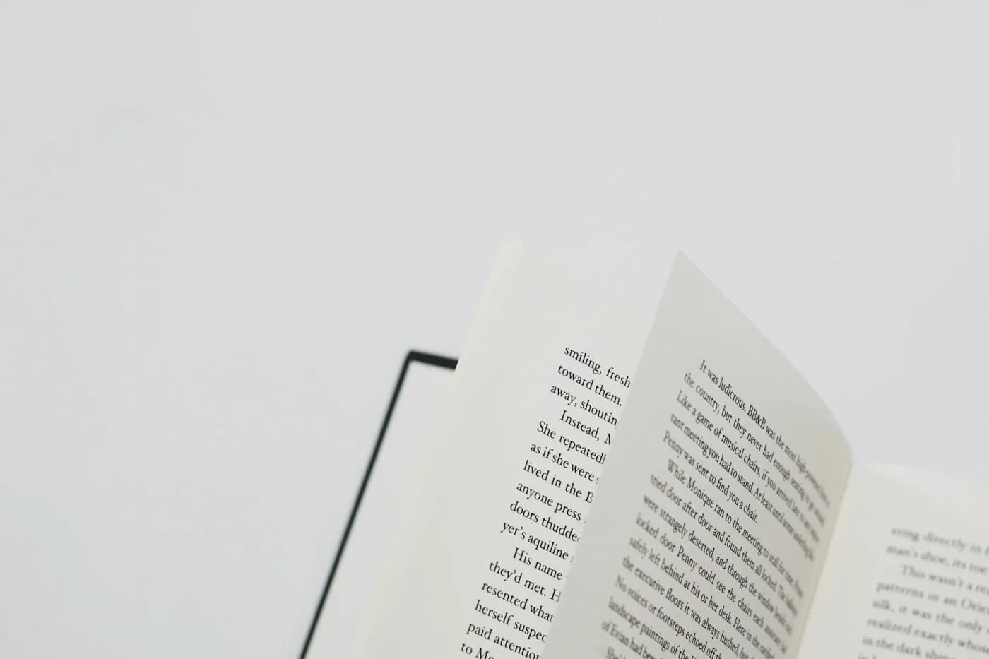Open book pages viewed up close